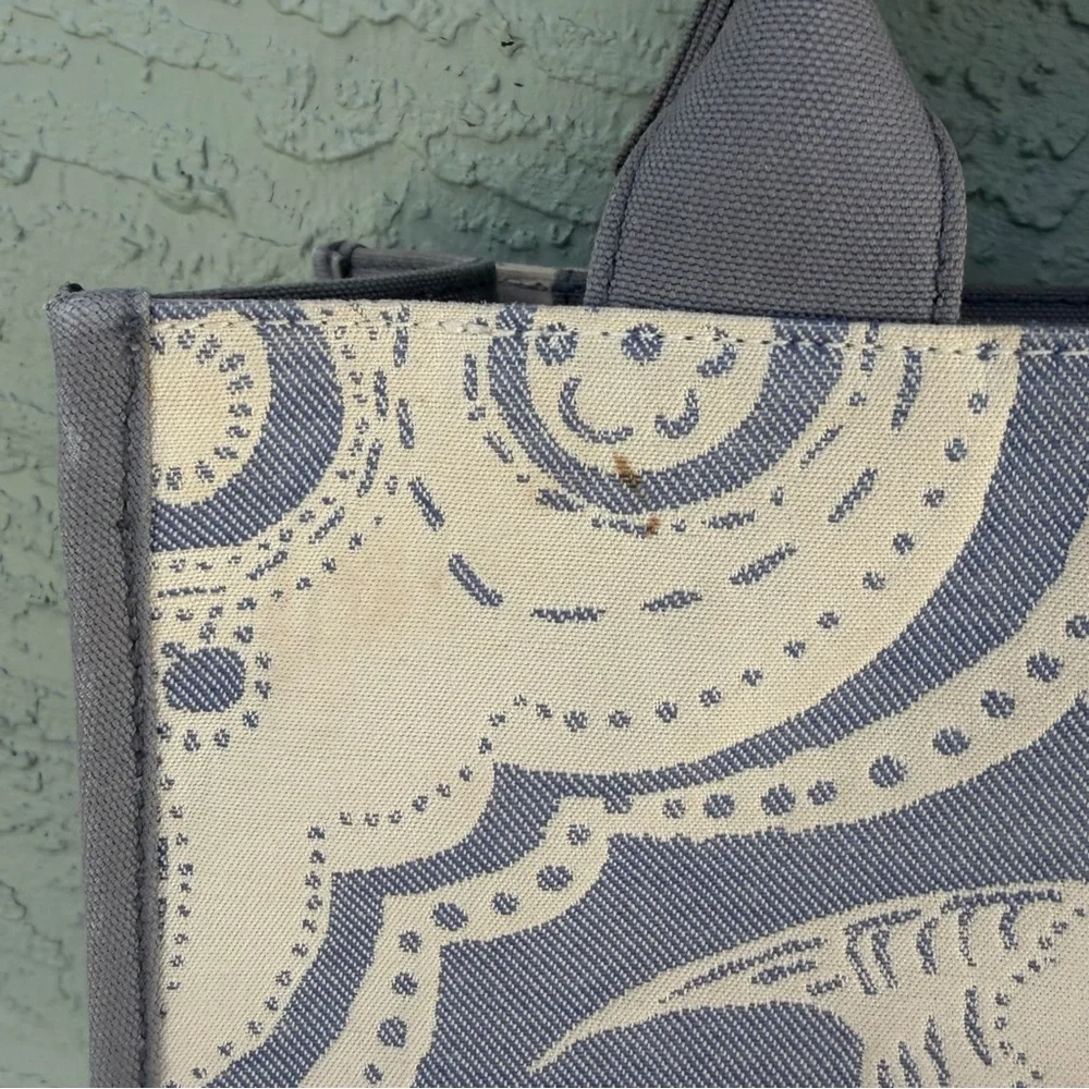 Jim Thompson Tote Bag Womens Large Gray & Cream Elephant Print Shopper